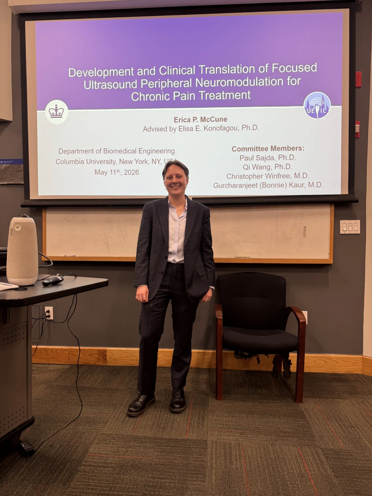 PhD student at defense presentation