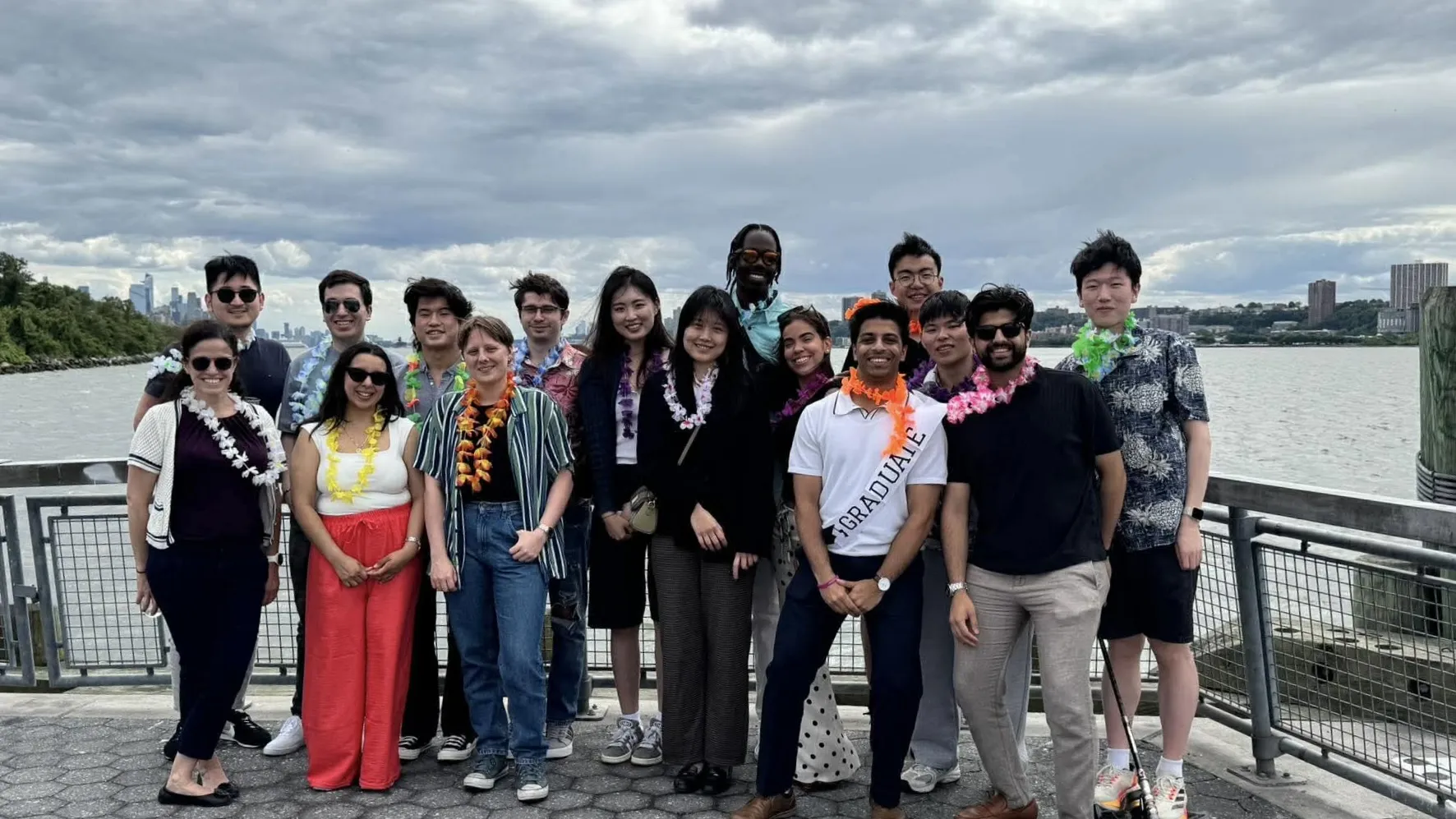lab members at boat event